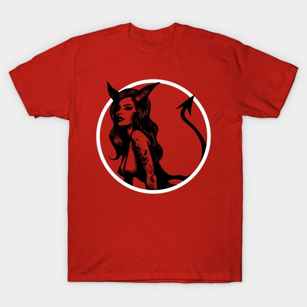 Devil Girl Linocut T-Shirt by n23tees